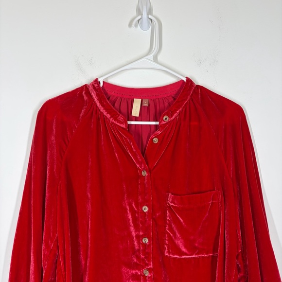 Anthropologie Pilcro Velvet Puff Sleeve Top Size Small - Picture 6 of 10